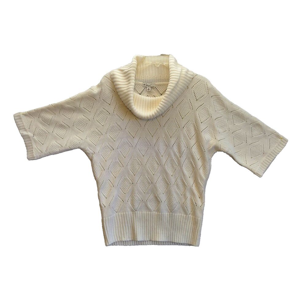 Kim Rogers Sweater Womens Small White Turtleneck Old Money Preppy Pullover